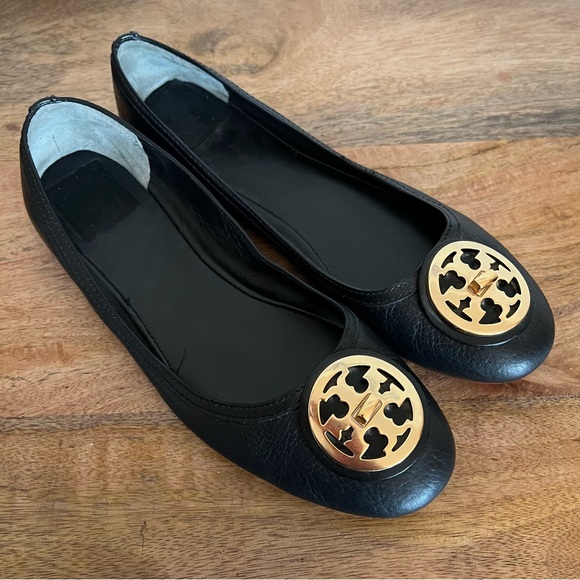 Tory Burch Black Leather Flats Size 10 - Picture 10 of 10